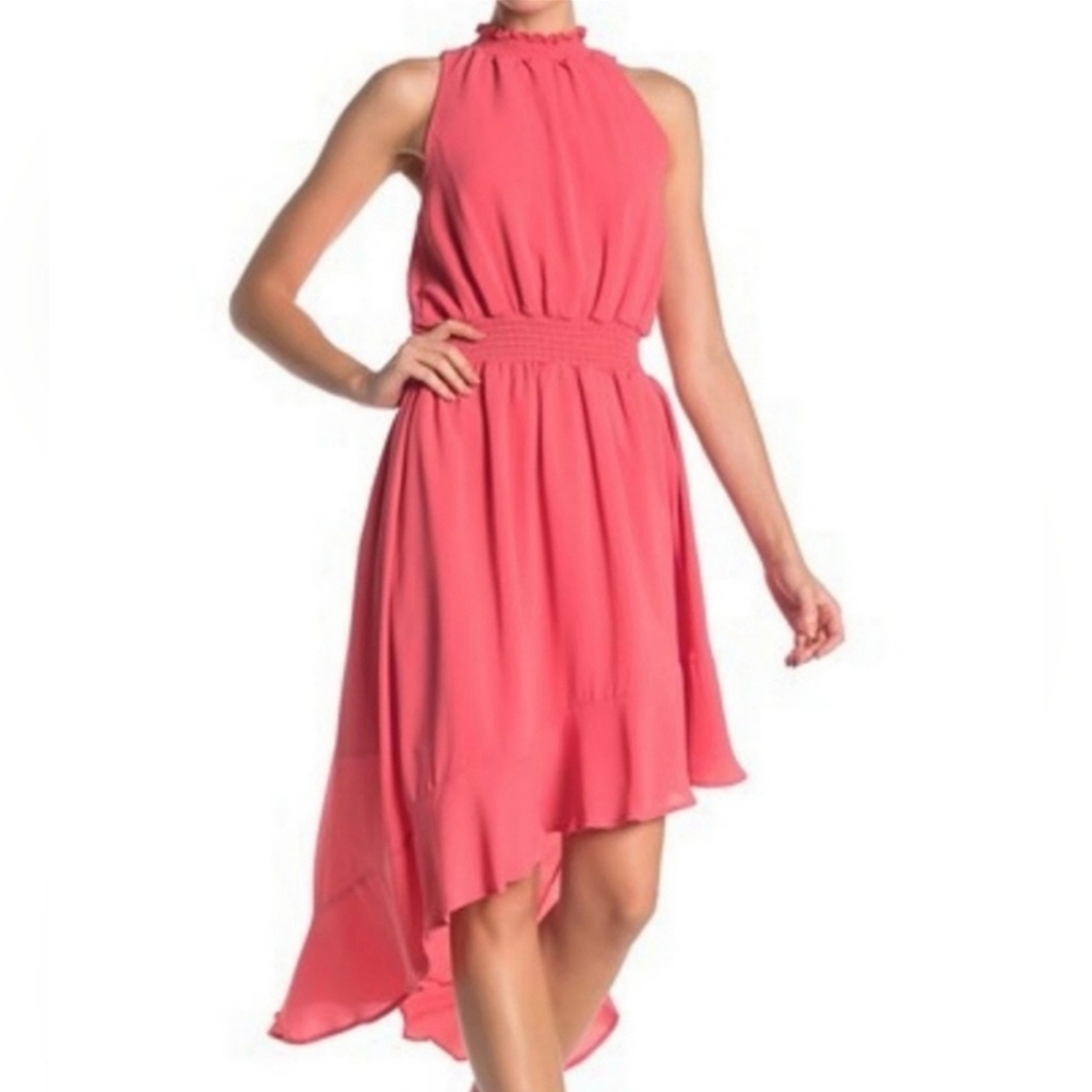 NWT Belle & Sky Coral Asymmetrical Hi-lo Dress gown Size xs
